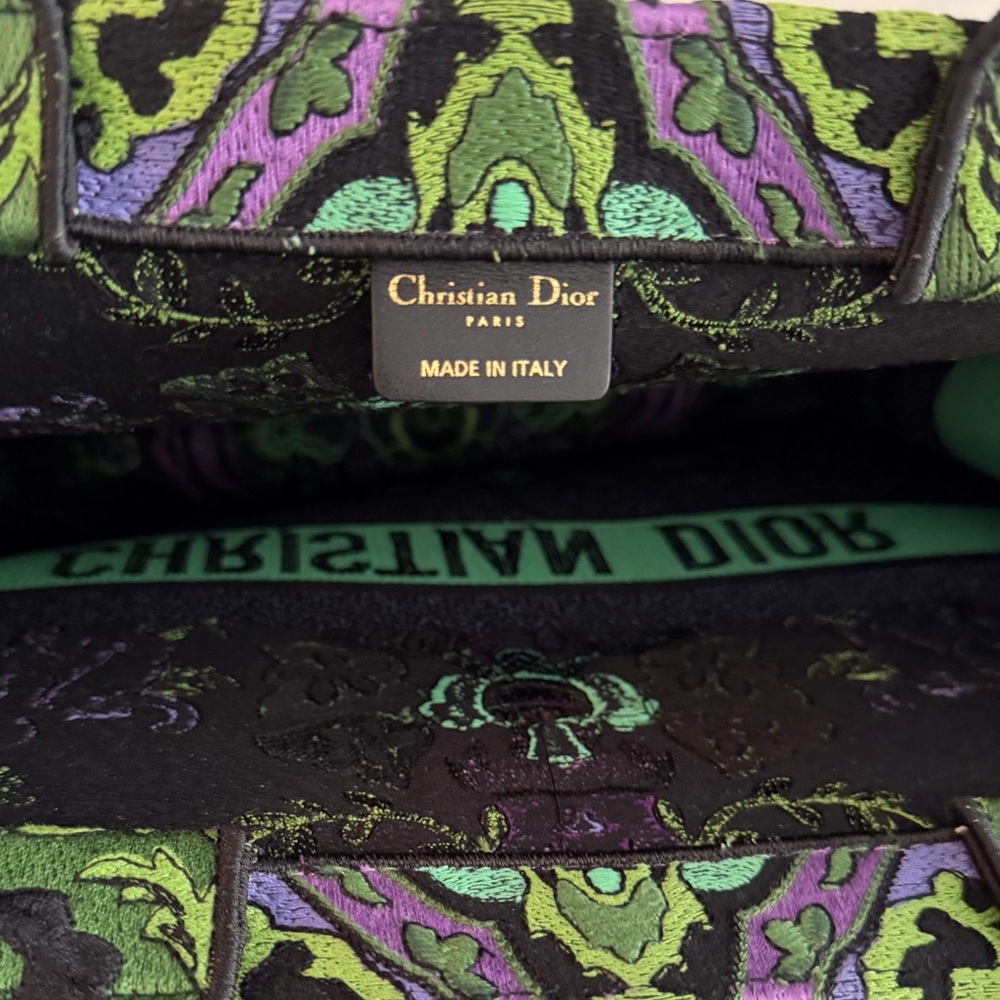 CHRISTIAN DIOR Canvas Embroidered Large Indian Purple Book Tote ~ EUC w/DB & COA - Picture 11 of 16